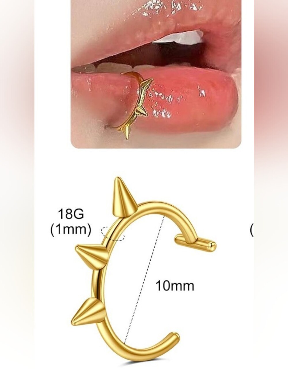 Gold Spike Faux Lip Ring